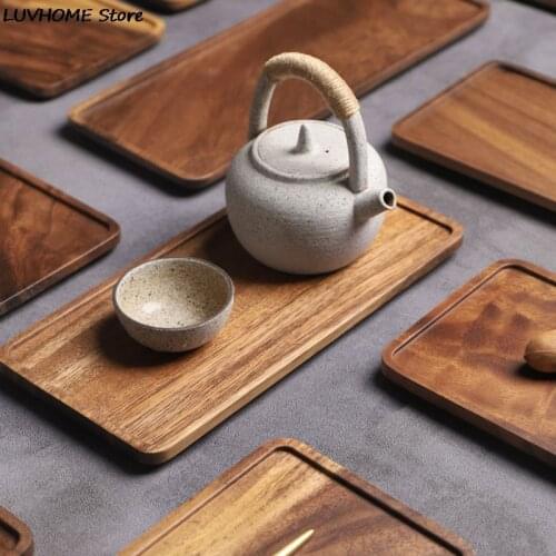 Musowood Acacia Rectangle Wooden Tea Tray Serving Table Plate Snacks Food Storage Dish For Hotel Home Serving Tray