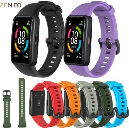 Soft Silicone Colorful Strap For Huawei Honor Band 6 Smart Watch Wristband Replacement Sport Bracelet Band for honor band6 strap