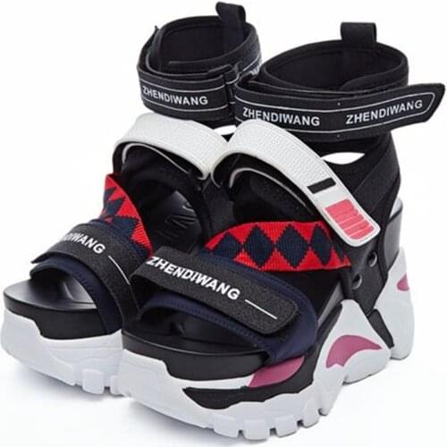 NAYIDUYUN Women Sport Sandals Platform Wedges Gladiators High Heel Sandals Strappy Fashion Summer Sneakers Creepers Shoes