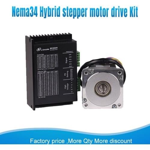 NEMA 34 CNC stepper motor 86mm 4.5N.m 4.4A D14 mm Nema34 stepping motor LC86HS80+MC860H Step drive for CNC engraving machine