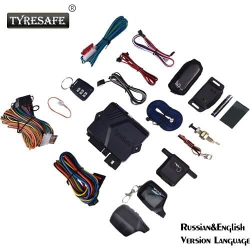 English&Russian Version TYRESAFE B9 Two-way Start Car Alarm Burglar Alarm System Alarm Remote Control with Silicone Cover Gift