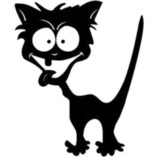 13*11CM Funny CAT Reflective Car Stickers Waterproof Fun Crazy Black Cat Stickers Decals CT-647