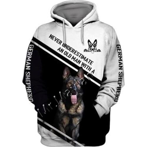 Unisex 3D German Shepherd Graphic Hoodie Harajuku Hoodie Alt Clothing Animal Crossing Streetwear Oversized Hoodie Pullover QW-74