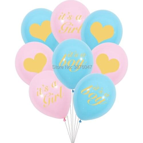 Its a boy its a girl balloon kids pink blue baby shower party decorations gold printed baby shower balloons heart balloons