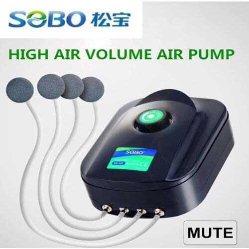 SOBO 8w 12w Fish Tank Oxygen Air Pump Fish Aquarium Air Compressor Adjustable Air Flow Oxygen Pump For Fish 2/4 Air Outlets