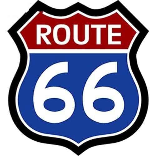 Funny Car Sticker Accessories TRoute 66 Decal Sticker Red White Blue Sign US Highway Vinyl Car Window Waterproof PVC 12cm X 13cm