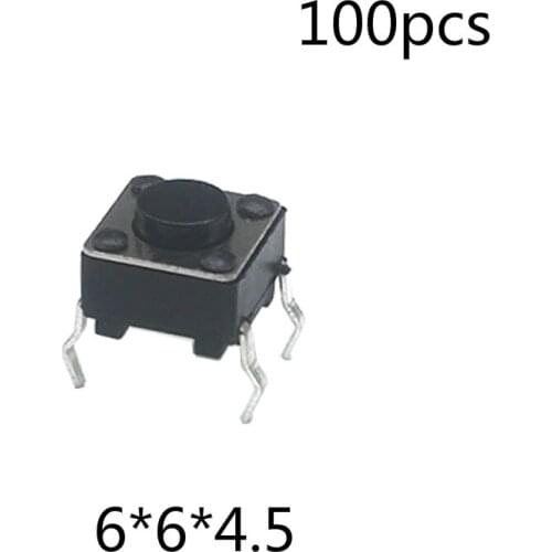 Environmental protection 50pcs/lot 6*6*4.5mm Interruptor 4 PIN Tactile Tact Push Button switch Micro Switch Self-reset Top DIP
