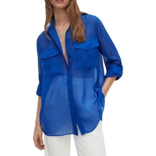 2020 Women Black Oversized Loose Pocket Satin Silk Blouses Shirts Office Lady Summer Boyfriend Free Long Sleeve Button Tops