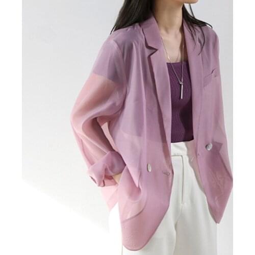 Autumn Women Casual Suit Coat Turn-down Collar Single Button Solid 2 Color Loose Fashion All-Purpose Style Suit Coat