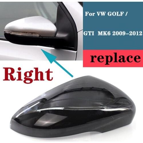 1x Gloss Black Right Side View Door Rearview WING Mirror Cover Shell For VW GOLF / GTI 2009-2012 MK6 5K0 857 538
