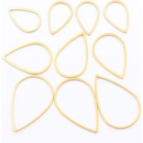 10pcs 3 Size Charm Water Drop Gold Stainless Steel Open Frame Mold Frame DIY Jewelry Material Discovery