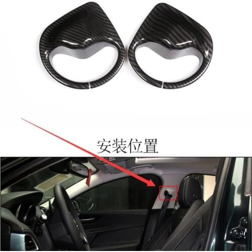 2pcs Carbon Fiber Style ABS Chrome Interior Accessory Safety Belt Cover Trim Decoration 2016 For Jaguar XE