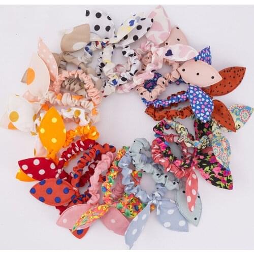 20pcs Elastic Bunny Ears Hair Scrunchies for Girls Hair Ties Ponytail Holder Princess Elastic Rabbit Ears Hair Bands Accesories