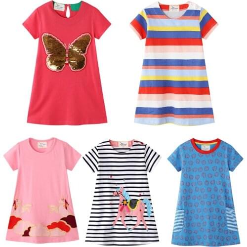 2021 Summer Girls Dress Clothes Toddler Kids Unicorn Dress Up Cartoon Outfit Fashion Print Children Polyester Costume