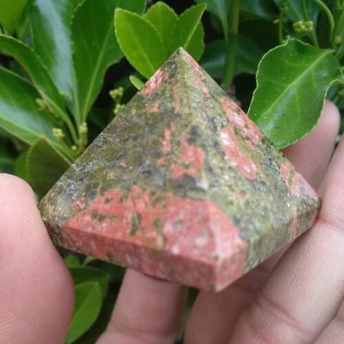 4-4.5cm Crystal Reiki Unakite Gemstone Pyramid Chakra Balancing Energy Generator
