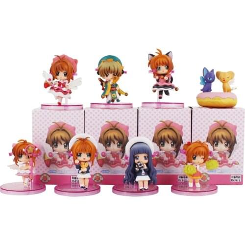 8pcs/Lot Anime Card Captor Sakura PVC Figures Toys Keychains Kinomoto Sakura Daidouji Tomoyo Li Syaoran Kero