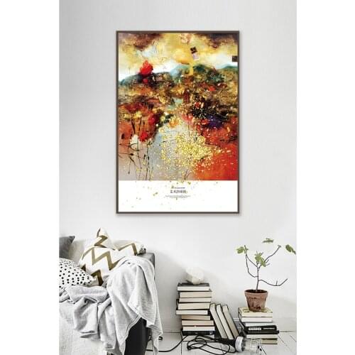 Canvas Print Nordic Abstract Wall Art Painting with Chinese The Picture Print On Canvas Wall Picture For living room Home Decor