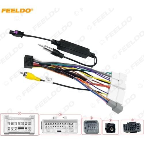 FEELDO Car 16pin Audio Wiring Harness With Amplifier Antenna For LADA XRAY Aftermarket Stereo Installation Wire Adapter #HQ6826