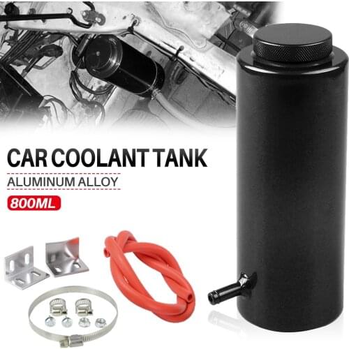 Car Coolant Tank Universal Cylinder Radiator Overflow Reservoir Expansion Tank Aluminum 800ml Can Black accessories