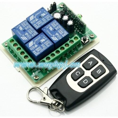 Free shipping 12V 10A 4CH RF Wireless Remote Control System For Garage Doors remote control outlet switch rf remote switches