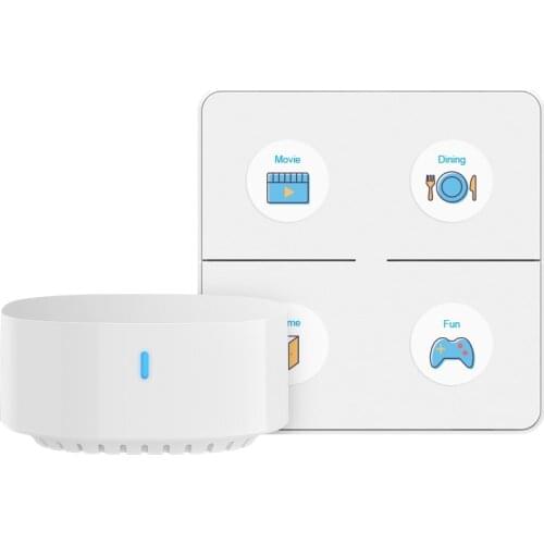 BroadLink Wireless Smart Button with Hub, Remote Control Switch for Smart Home Devices and Scene Control, 3-Way Lights Control