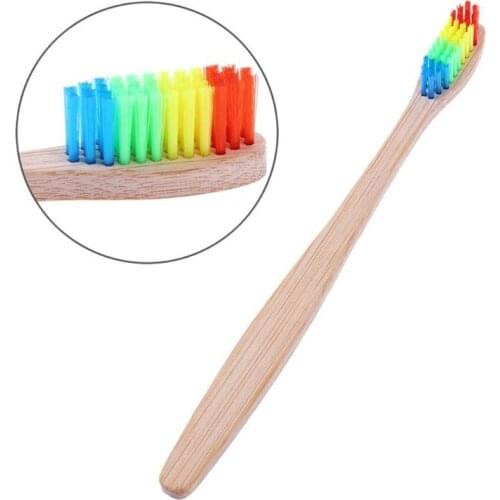 1pc Rainbow Toothbrush Tube Eco Friendly Natural Bamboo Toothbrush Travel Case Soft Head Teeth Brush 2pc Packing