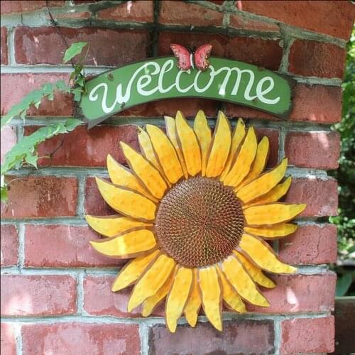Door Hanging Outdoor Iron Butterfly Sunflower Welcome Sign Garden Painting Retro Wall Art Indoor Home Decor can CSV