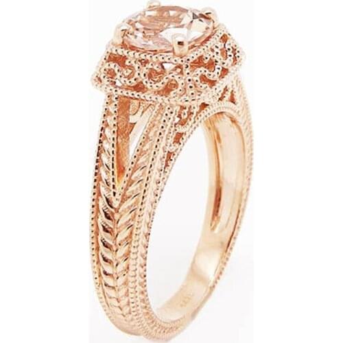 Hainon 2019 Fashion Flower Cross Champagne Zircon Rose Gold Color Rings For Women Engagement wedding Rings Party Jewelry