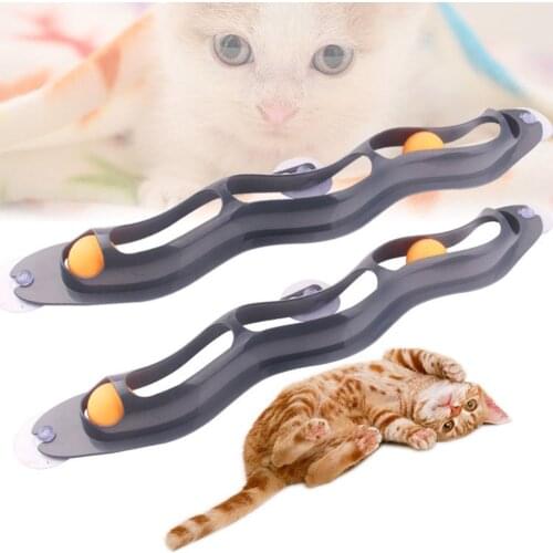 Pets Cat Toys Interactive Track Ball Toy Cat Practical Window Suction Cup Trackball Pet Accessories Ball Cat Tennis Sucker Toy 4