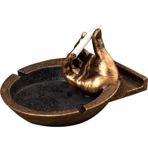 Creative Resin Hand Ashtray Retro Ornaments Phone Holder Stand Cigarette Ashtray Holder for Home Outdoor Patio, Bronze, Silver