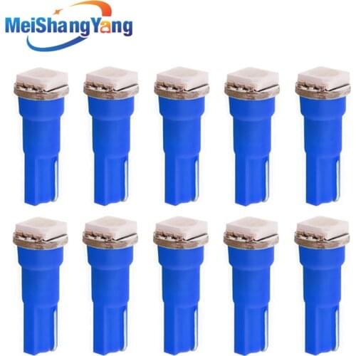 10pcs T5 1 SMD 5050 Blue Dashboard Signal LED Bulb Lamp 74 led car bulbs interior Lights Car Light Source parking 12V