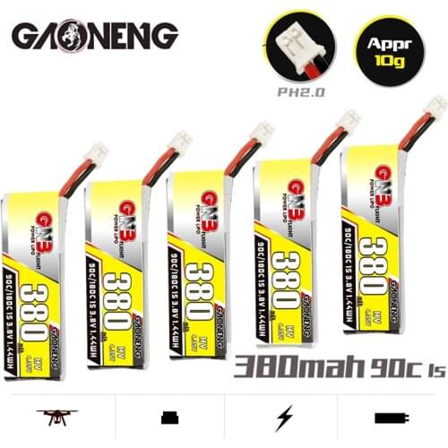 GNB GAONENG 1S HV 4.35V LiPo Battery 380mah 3.8V With PH2.0 Plug 90C/180C For Tinyhawk Nanohawk FPV 4 axis UAV RC Drone 1-10PCS