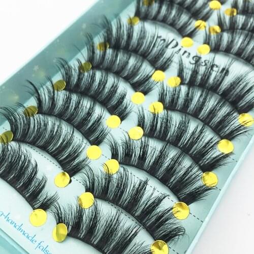 LTWEGO 10 Pairs 3D False Eyelashes Natural Look Thick Mink Fake Eyelashes Long Lasting Extension Women Eyes Makeup Beauty Tools