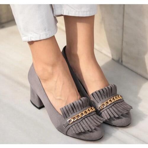 Mio Gusto Brand SHARON, Gray Color, 5Cm Low Heel, High-Quality Comfort Women 's Shoes