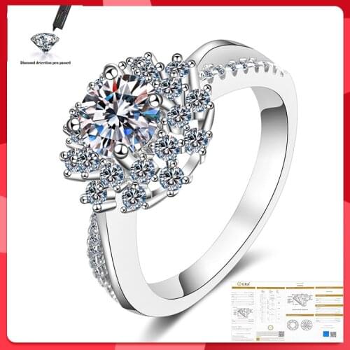 Moissanite Ring 100% S925 Sterling Silver Bride Wedding Anniversary 0.8CT D Color VVS1 Quality Ring Valentines Day Gift