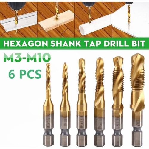 Hexagon Shank Tap Drill Bit HSS Metal Screwdriver Thread Tapping Tool Combination Set