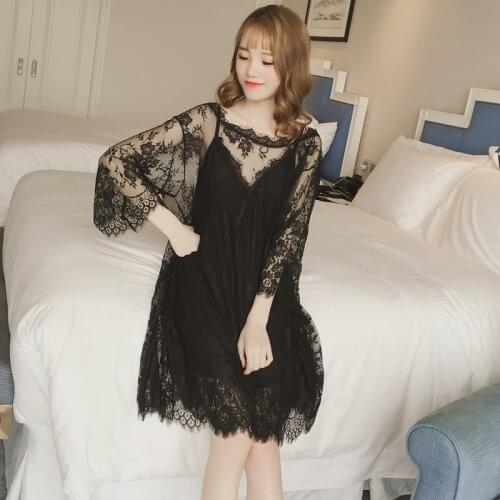 Goddess nightgown with chest cushion sleepwear lady summer autumn sexy princess palace gauze lace nightdress home wear пижама