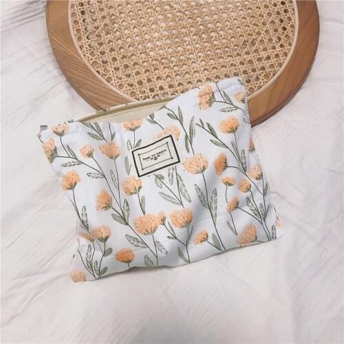 Spring new style fresh and gentle sweet wind floral cotton bag handbag clutch cosmetic bag storage bag zipper bag