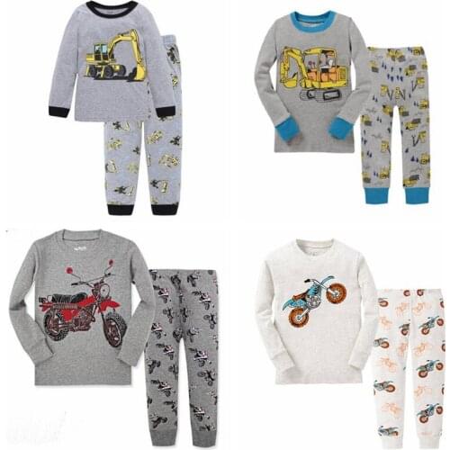 New Design Kids Pajamas Sets Boys Girls Christmas Sleepwear Children Motorcycle Nightwear Baby Pyjamas P90