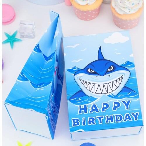Shark Party Gift Bag Birthday Party Favor Box Candy Bags For Kids Sharks Themed Party Supplies Decorations Goodies Treat Boxes