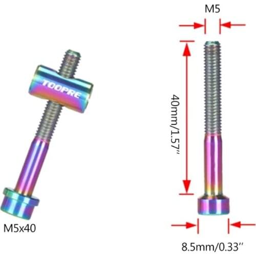 Shockproof M5×40mm Titanium Alloy Bicycle Seatpost Fixed Bolt Round Head Screw E56D