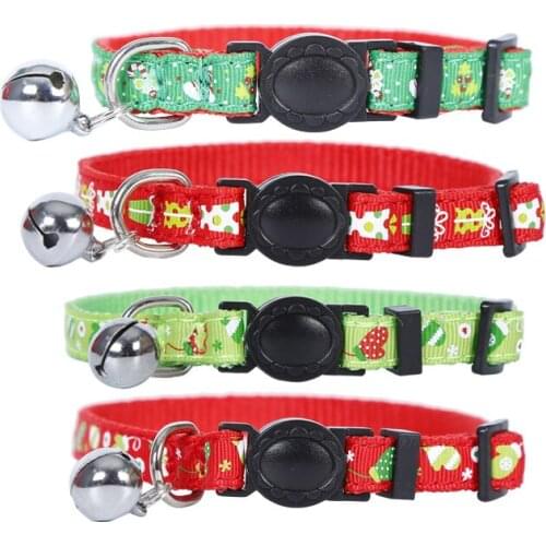 Christmas Color Ribbon Christmas Tree Gloves Cheese Printed Cat Collar Bell Collar Pet Products cat accessories cat collar