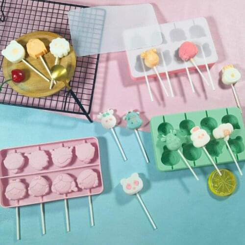 Silicone Lollipop Mold Bake Bakeware Tool Bear Lolipops Cake Molds Round Heart Flower Candy Chocolate Molds Cake Decorating Form