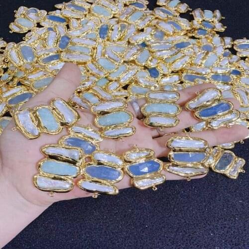 Pearl Bracelet accessories Connector ,jewelry finding for bracelet necklace DIY Making ,24k gold Copper 5pcs Blue