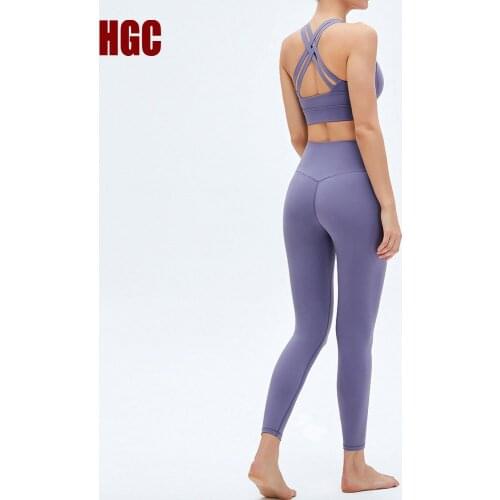 HGC Sportswear Womens Tracksuit Two Piece Yoga Set Fitness Suit Bra Push-up Sport Top Hip Lifting Leggings Sexy Female Clothing
