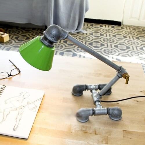 Loft Vintage Nostalgic Lustre Water Pipe Edison Table Lamp Industrial Personality Children Bedroom Bedside Home Decor Lighting