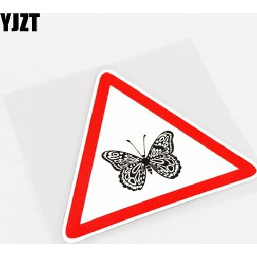 YJZT 12.1CM*10.5CM Beautiful Butterfly Warning Mark PVC Decal Car Sticker Waterproof 13-0810