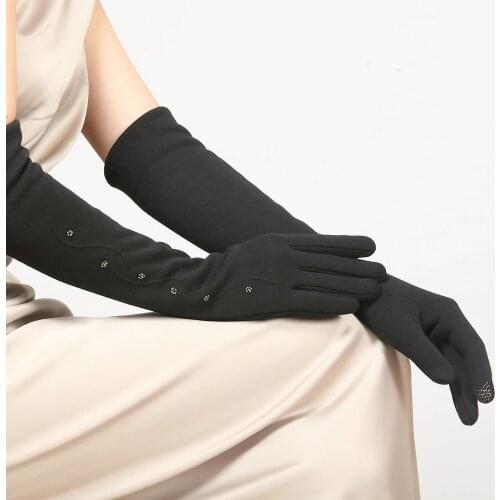 Women Do Not Fall Down Velvet Gloves Cuff Female Long Winter Five Fingers Gloves Knitted Thick Warm Arm Sleeve BL023N1
