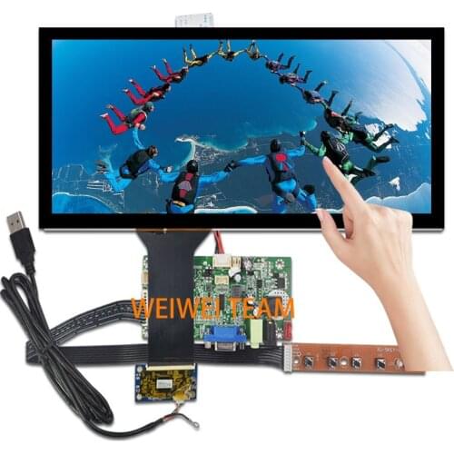 Wisecoco HSD123KPW1-A30 LCD with Touch Panel 12.3 inch Ultra Wide stretched Bar Screen 1920*720 Car VGA LVDS control board