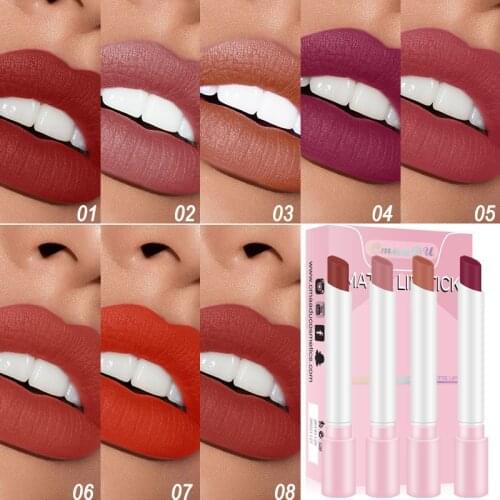 1/4pcs Matte Sexy Cigarette Shape Lipstick Fashion Velvet Long Lasting Waterproof Cool Girls Lip Art Cosmetics Womens Gift